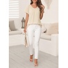 image:imageFalechay Womens Blouses Summer Short Sleeve Boho Tops V Neck Pleated Casual Flowy Loose Fit Cute Basic TunicApricot