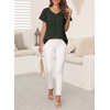 image:imageFalechay Womens Blouses Summer Short Sleeve Boho Tops V Neck Pleated Casual Flowy Loose Fit Cute Basic TunicArmy Green