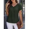 image:imageFalechay Womens Blouses Summer Short Sleeve Boho Tops V Neck Pleated Casual Flowy Loose Fit Cute Basic TunicArmy Green