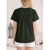 image:imageFalechay Womens Blouses Summer Short Sleeve Boho Tops V Neck Pleated Casual Flowy Loose Fit Cute Basic TunicArmy Green