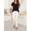 image:imageFalechay Womens Blouses Summer Short Sleeve Boho Tops V Neck Pleated Casual Flowy Loose Fit Cute Basic TunicBlack