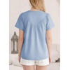 image:imageFalechay Womens Blouses Summer Short Sleeve Boho Tops V Neck Pleated Casual Flowy Loose Fit Cute Basic TunicBlue