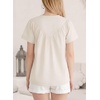 image:imageFalechay Womens Blouses Summer Short Sleeve Boho Tops V Neck Pleated Casual Flowy Loose Fit Cute Basic TunicOffwhite