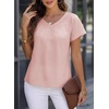 image:imageFalechay Womens Blouses Summer Short Sleeve Boho Tops V Neck Pleated Casual Flowy Loose Fit Cute Basic TunicPink