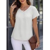 image:imageFalechay Womens Blouses Summer Short Sleeve Boho Tops V Neck Pleated Casual Flowy Loose Fit Cute Basic TunicWhite