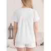 image:imageFalechay Womens Blouses Summer Short Sleeve Boho Tops V Neck Pleated Casual Flowy Loose Fit Cute Basic TunicWhite