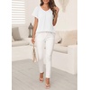 image:imageFalechay Womens Blouses Summer Short Sleeve Boho Tops V Neck Pleated Casual Flowy Loose Fit Cute Basic TunicWhite