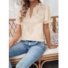 image:imageFalechay Womens Summer Tops Boho Short Sleeve Shirts V Neck Casual Chiffon Blouses Flowy Lace Hem Spring Clothing Trendy 2025Apricot