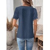 image:imageFalechay Womens Summer Tops Boho Short Sleeve Shirts V Neck Casual Chiffon Blouses Flowy Lace Hem Spring Clothing Trendy 2025Blue