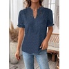 image:imageFalechay Womens Summer Tops Boho Short Sleeve Shirts V Neck Casual Chiffon Blouses Flowy Lace Hem Spring Clothing Trendy 2025Blue