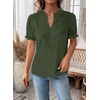 image:imageFalechay Womens Summer Tops Boho Short Sleeve Shirts V Neck Casual Chiffon Blouses Flowy Lace Hem Spring Clothing Trendy 2025Green