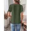 image:imageFalechay Womens Summer Tops Boho Short Sleeve Shirts V Neck Casual Chiffon Blouses Flowy Lace Hem Spring Clothing Trendy 2025Green