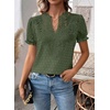 image:imageFalechay Womens Summer Tops Boho Short Sleeve Shirts V Neck Casual Chiffon Blouses Flowy Lace Hem Spring Clothing Trendy 2025Green
