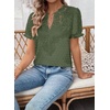 image:imageFalechay Womens Summer Tops Boho Short Sleeve Shirts V Neck Casual Chiffon Blouses Flowy Lace Hem Spring Clothing Trendy 2025Green