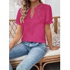 image:imageFalechay Womens Summer Tops Boho Short Sleeve Shirts V Neck Casual Chiffon Blouses Flowy Lace Hem Spring Clothing Trendy 2025Hot Pink