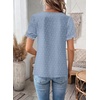 image:imageFalechay Womens Summer Tops Boho Short Sleeve Shirts V Neck Casual Chiffon Blouses Flowy Lace Hem Spring Clothing Trendy 2025Light Blue
