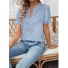 image:imageFalechay Womens Summer Tops Boho Short Sleeve Shirts V Neck Casual Chiffon Blouses Flowy Lace Hem Spring Clothing Trendy 2025Light Blue
