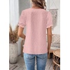 image:imageFalechay Womens Summer Tops Boho Short Sleeve Shirts V Neck Casual Chiffon Blouses Flowy Lace Hem Spring Clothing Trendy 2025Light Pink