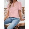 image:imageFalechay Womens Summer Tops Boho Short Sleeve Shirts V Neck Casual Chiffon Blouses Flowy Lace Hem Spring Clothing Trendy 2025Light Pink