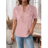 image:imageFalechay Womens Summer Tops Boho Short Sleeve Shirts V Neck Casual Chiffon Blouses Flowy Lace Hem Spring Clothing Trendy 2025Light Pink