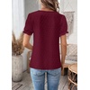 image:imageFalechay Womens Summer Tops Boho Short Sleeve Shirts V Neck Casual Chiffon Blouses Flowy Lace Hem Spring Clothing Trendy 2025Mulberry
