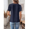 image:imageFalechay Womens Summer Tops Boho Short Sleeve Shirts V Neck Casual Chiffon Blouses Flowy Lace Hem Spring Clothing Trendy 2025Navy Blue
