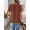 image:imageFalechay Womens Summer Tops Boho Short Sleeve Shirts V Neck Casual Chiffon Blouses Flowy Lace Hem Spring Clothing Trendy 2025Orange