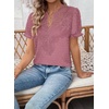 image:imageFalechay Womens Summer Tops Boho Short Sleeve Shirts V Neck Casual Chiffon Blouses Flowy Lace Hem Spring Clothing Trendy 2025Pink