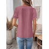image:imageFalechay Womens Summer Tops Boho Short Sleeve Shirts V Neck Casual Chiffon Blouses Flowy Lace Hem Spring Clothing Trendy 2025Pink