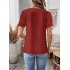 image:imageFalechay Womens Summer Tops Boho Short Sleeve Shirts V Neck Casual Chiffon Blouses Flowy Lace Hem Spring Clothing Trendy 2025Red