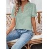image:imageFalechay Womens Summer Tops Boho Short Sleeve Shirts V Neck Casual Chiffon Blouses Flowy Lace Hem Spring Clothing Trendy 2025Sage Green
