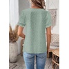 image:imageFalechay Womens Summer Tops Boho Short Sleeve Shirts V Neck Casual Chiffon Blouses Flowy Lace Hem Spring Clothing Trendy 2025Sage Green