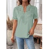 image:imageFalechay Womens Summer Tops Boho Short Sleeve Shirts V Neck Casual Chiffon Blouses Flowy Lace Hem Spring Clothing Trendy 2025Sage Green
