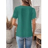 image:imageFalechay Womens Summer Tops Boho Short Sleeve Shirts V Neck Casual Chiffon Blouses Flowy Lace Hem Spring Clothing Trendy 2025Turquoise
