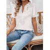 image:imageFalechay Womens Summer Tops Boho Short Sleeve Shirts V Neck Casual Chiffon Blouses Flowy Lace Hem Spring Clothing Trendy 2025White