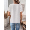 image:imageFalechay Womens Summer Tops Boho Short Sleeve Shirts V Neck Casual Chiffon Blouses Flowy Lace Hem Spring Clothing Trendy 2025White