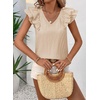 image:imageFalechay Womens Bow Tie Back Tops V Neck Ruffle Short Sleeve Shirts Cute Babydoll Chiffon Tee Women Summer Trendy TunicApricot