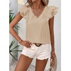 image:imageFalechay Womens Bow Tie Back Tops V Neck Ruffle Short Sleeve Shirts Cute Babydoll Chiffon Tee Women Summer Trendy TunicApricot