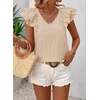 image:imageFalechay Womens Bow Tie Back Tops V Neck Ruffle Short Sleeve Shirts Cute Babydoll Chiffon Tee Women Summer Trendy TunicApricot