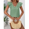 image:imageFalechay Womens Bow Tie Back Tops V Neck Ruffle Short Sleeve Shirts Cute Babydoll Chiffon Tee Women Summer Trendy TunicBright Green