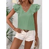 image:imageFalechay Womens Bow Tie Back Tops V Neck Ruffle Short Sleeve Shirts Cute Babydoll Chiffon Tee Women Summer Trendy TunicBright Green