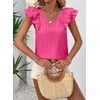 image:imageFalechay Womens Bow Tie Back Tops V Neck Ruffle Short Sleeve Shirts Cute Babydoll Chiffon Tee Women Summer Trendy TunicHot Pink