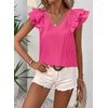 image:imageFalechay Womens Bow Tie Back Tops V Neck Ruffle Short Sleeve Shirts Cute Babydoll Chiffon Tee Women Summer Trendy TunicHot Pink