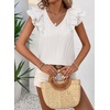 image:imageFalechay Womens Bow Tie Back Tops V Neck Ruffle Short Sleeve Shirts Cute Babydoll Chiffon Tee Women Summer Trendy TunicWhite