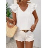 image:imageFalechay Womens Bow Tie Back Tops V Neck Ruffle Short Sleeve Shirts Cute Babydoll Chiffon Tee Women Summer Trendy TunicWhite