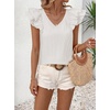 image:imageFalechay Womens Bow Tie Back Tops V Neck Ruffle Short Sleeve Shirts Cute Babydoll Chiffon Tee Women Summer Trendy TunicWhite1