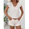 image:imageFalechay Womens Bow Tie Back Tops V Neck Ruffle Short Sleeve Shirts Cute Babydoll Chiffon Tee Women Summer Trendy TunicWhite1