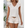 image:imageFalechay Womens Bow Tie Back Tops V Neck Ruffle Short Sleeve Shirts Cute Babydoll Chiffon Tee Women Summer Trendy TunicWhite1