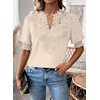image:imageFalechay Womens Tops Swiss Dot Boho Short Sleeve Shirts V Neck Casual Chiffon Blouses Flowy Lace Cute Clothing Trendy 2026Apricot1