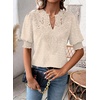 image:imageFalechay Womens Tops Swiss Dot Boho Short Sleeve Shirts V Neck Casual Chiffon Blouses Flowy Lace Cute Clothing Trendy 2026Apricot1